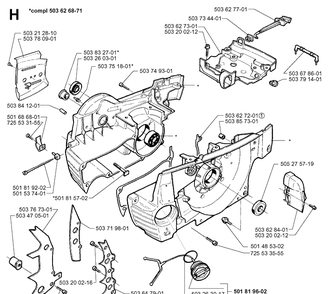 Crankcase Diagram and Parts List for 371XP 19974900001-19991800000 Husqvarna Chainsaw