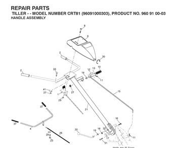 Handle Diagram and Parts List for CRT81 (96091000303)(2007-02) Husqvarna Cultivator