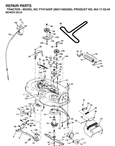 Mower Deck / Cutting Deck Diagram and Parts List for YTH150XP (96011000300)(2005-01) Husqvarna Lawn Tractor