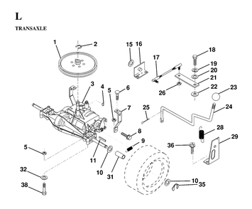 Transmission Diagram and Parts List for LT125 (954170002-A)(1997-03) Husqvarna Lawn Tractor