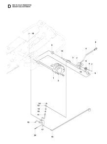 Height Adjustment Diagram and Parts List for RIDER16 (965161601)(2007-06) Husqvarna Lawn Mower