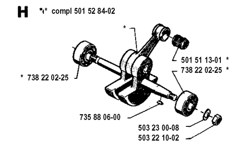 Crankshaft Diagram and Parts List for 272XP 19930100001-19970100000 Husqvarna Chainsaw