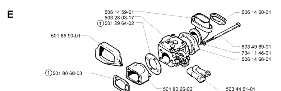 Carburetor Diagram and Parts List for 268K 1999-09 Husqvarna Lawn Tractor Accessories