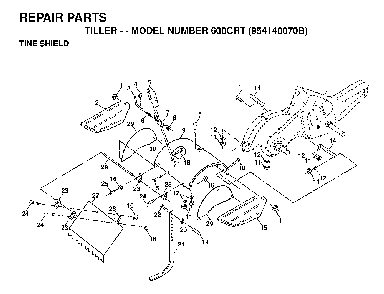 Tine Shield Diagram and Parts List for 600CRT (954140070B)(1999-04) Husqvarna Tiller
