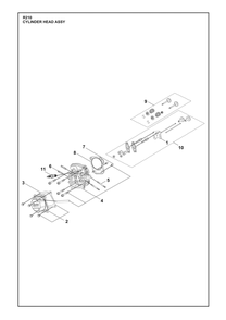 Cylinder Head Assembly Diagram and Parts List for R210  Husqvarna Engine
