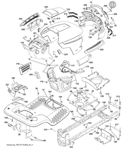 Chassis Diagram and Parts List for LGT2554 (96045001500)(2009-01) Husqvarna Lawn Mower