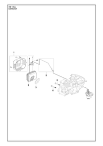 Exhaust Diagram and Parts List for HS139A531450701 531450702, 599912201, 599912202 Husqvarna Engine