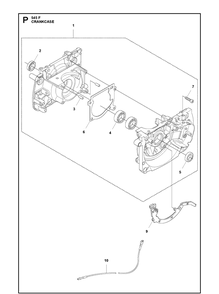 Crankcase Diagram and Parts List for 545F  Husqvarna Brush Cutter