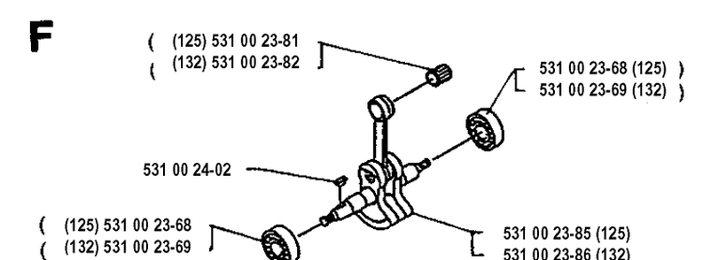 Crankshaft Diagram and Parts List for 125RB 19931400001-Current Husqvarna Brush Cutter