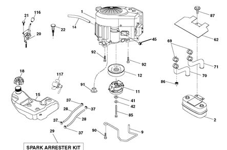 Engine Diagram and Parts List for YTH24V48LS (96048001402)(2012-08) Husqvarna Lawn Tractor