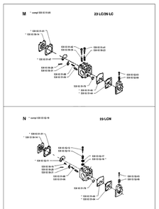 Carburetor Details Diagram and Parts List for 26LC 19911400001-19931800000 Husqvarna Edger