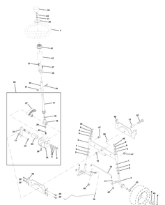 Steering Assembly Diagram and Parts List for LTH130 (954140005E)(1997-10) Husqvarna Lawn Mower