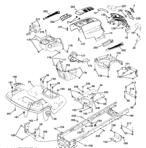 Chassis And Enclosures Diagram and Parts List for TS142 (96041043000)(2019-04) Husqvarna Lawn Tractor