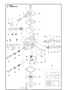 Carburetor Diagram and Parts List for 525BX  Husqvarna Leaf Blower / Vacuum