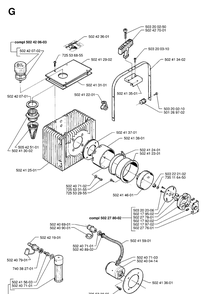 Oil Tank Diagram and Parts List for 250PS 19960500001-19984000000 Husqvarna Pole Saw