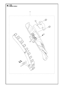 Debris Shield Diagram and Parts List for 131RB 20181300001 & Above Husqvarna Brush Cutter