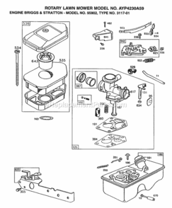 Page B Diagram and Parts List for 4230A59 1999 And Before Husqvarna Lawn Mower