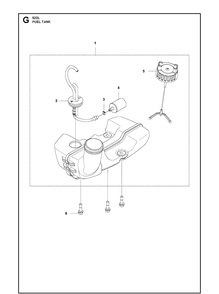 Fuel Tank Diagram and Parts List for 522L  Husqvarna Edger
