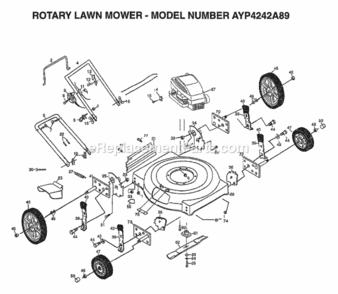 Page D Diagram and Parts List for 4242A89 1998 Husqvarna Lawn Mower