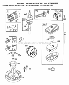 Page B Diagram and Parts List for 4242A99 1999 Husqvarna Lawn Mower