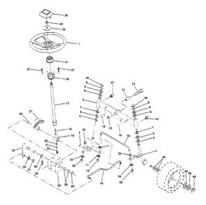 Steering Assembly Diagram and Parts List for YT160 (954000582-A)(1993-01) Husqvarna Lawn Tractor