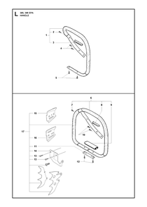 Handle Diagram and Parts List for 395XP-XPG (EPA)(20163900001 - 20193499999) Husqvarna Chainsaw