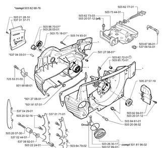 Crankcase Diagram and Parts List for 365EPA 2003-11 Husqvarna Chainsaw