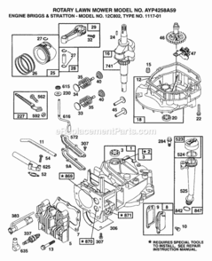 Page A Diagram and Parts List for 4258A59 1999 And Before Husqvarna Lawn Mower