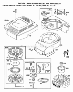 Page C Diagram and Parts List for 4258A59 1999 And Before Husqvarna Lawn Mower