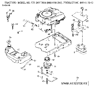 Engine Diagram and Parts List for GTH260TWIN (96041004500, 960410045)(2007-02) Husqvarna Lawn Tractor