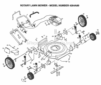 Page E Diagram and Parts List for 4264A89 1999 And Before Husqvarna Lawn Mower