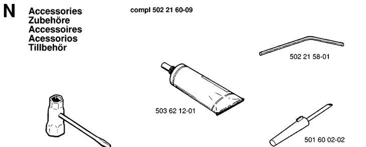 Accessories Diagram and Parts List for 225H75 19970500001-19980900000 Husqvarna Hedge Trimmer