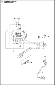 Ignition System Diagram and Parts List for 522HDR75S  Husqvarna Trimmer