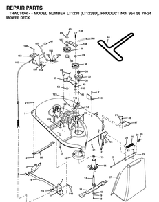 Mower Deck / Cutting Deck Diagram and Parts List for LT1238-LT1238D 2002-02 Husqvarna Lawn Tractor