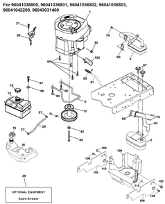 Engine Diagram and Parts List for TS142 2020 Husqvarna Lawn Tractor