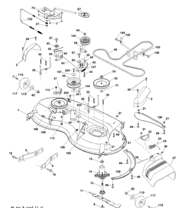Mower Deck / Cutting Deck Diagram and Parts List for YTH21K46 (96045002900)(2010 - 11) Husqvarna Lawn Tractor
