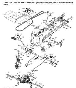 Drive Diagram and Parts List for YTH1542XP (96043000601)(2006-06) Husqvarna Lawn Tractor