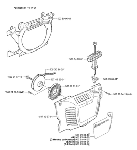 Starter Diagram and Parts List for 353EPA 2002-09 Husqvarna Chainsaw