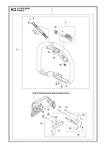 Handle Diagram and Parts List for 572XP-572XPG 572 XP W-572 XP GW Husqvarna Chainsaw