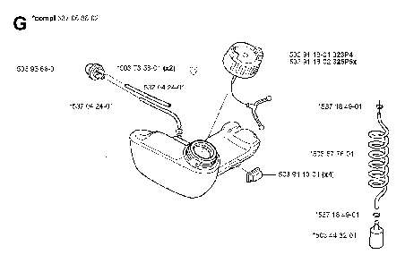 Fuel Tank Diagram and Parts List for 323P4 20042300001-20062700000 Husqvarna Pole Saw