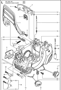 Chassis Diagram and Parts List for 236 (967326401)(20144000001-Current) Husqvarna Chainsaw