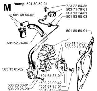 Electrical Diagram and Parts List for 3120 19980900001-20000600000 Husqvarna Chainsaw