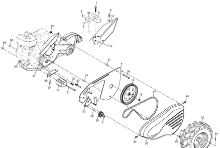 Mainframe, Left Side Diagram and Parts List for 900DRT (96093001100)(2009-10) Husqvarna Tiller