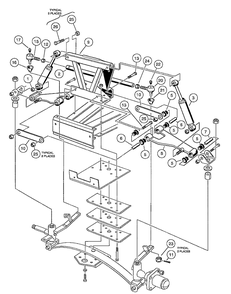 Front Suspension, Upper - Vehicles With Two-Wheel Brakes Diagram and Parts List for HUV4210GXP 2005-06 Husqvarna Lawn Tractor