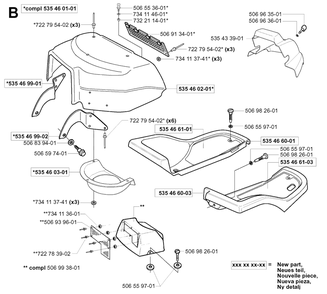 Hood Diagram and Parts List for R15-V2 (953533701)(2004-02) Husqvarna Lawn Tractor