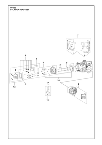 Cylinder Head Assembly Diagram and Parts List for HV703  Husqvarna Engine