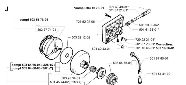 Clutch And Oil Pump Diagram and Parts List for 262XP 19960100001-19981400000 Husqvarna Chainsaw