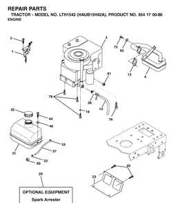 Engine 3 Diagram and Parts List for LTH1542 (HAUB15H42A)(2003-01) Husqvarna Lawn Tractor