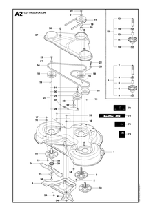 94cm Cutting Deck 2 Diagram and Parts List for R316TXSAWD (966757801)(2012) Husqvarna Lawn Mower
