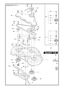 44/112cm Cutting Deck Diagram and Parts List for 112R400  Husqvarna Lawn Tractor Accessories